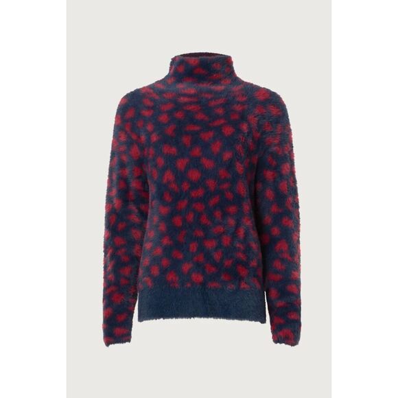 Thakoon Navy Red Printed Fuzzy Mock Neck Pullover 💙 - Picture 4 of 4